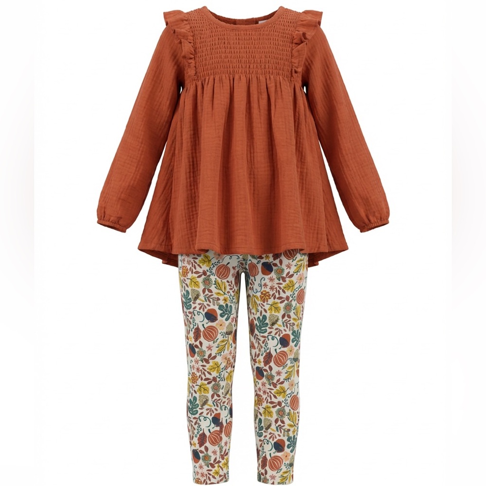 Sincerely Jules Kids Matching Set - Rust and Multicolor